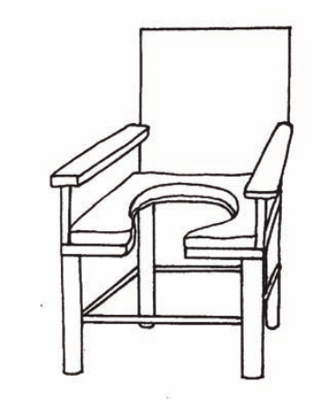 Kursi toilet 'yang mudah dipindahkan' dengan lubang di tengah dan akses untuk membersihkan bagian pembuangan dari depan