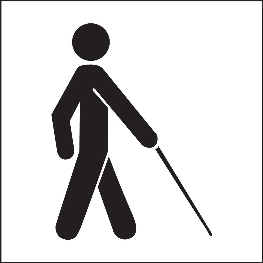 Sign of a person walking with a cane.