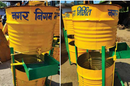 Unité de lavage des mains avec réservoir d'eau en métal