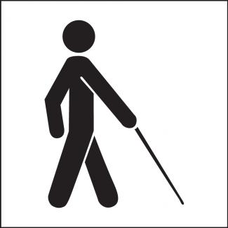 Gambar seseorang berjalan dengan tongkat